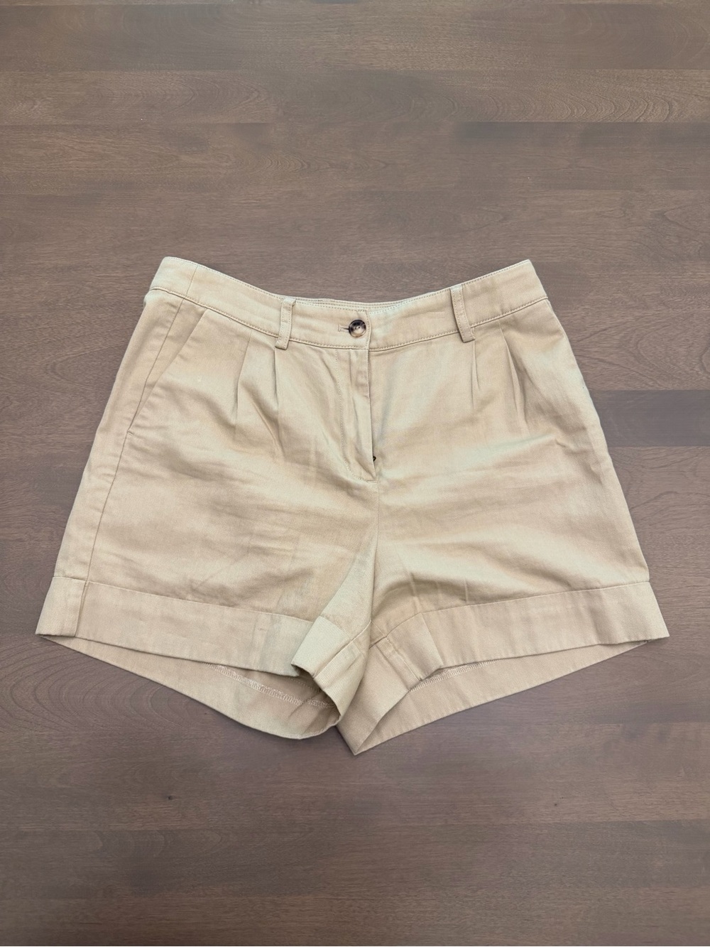 J.Crew Khaki Pleated Cuffed Chino Shorts Size 4